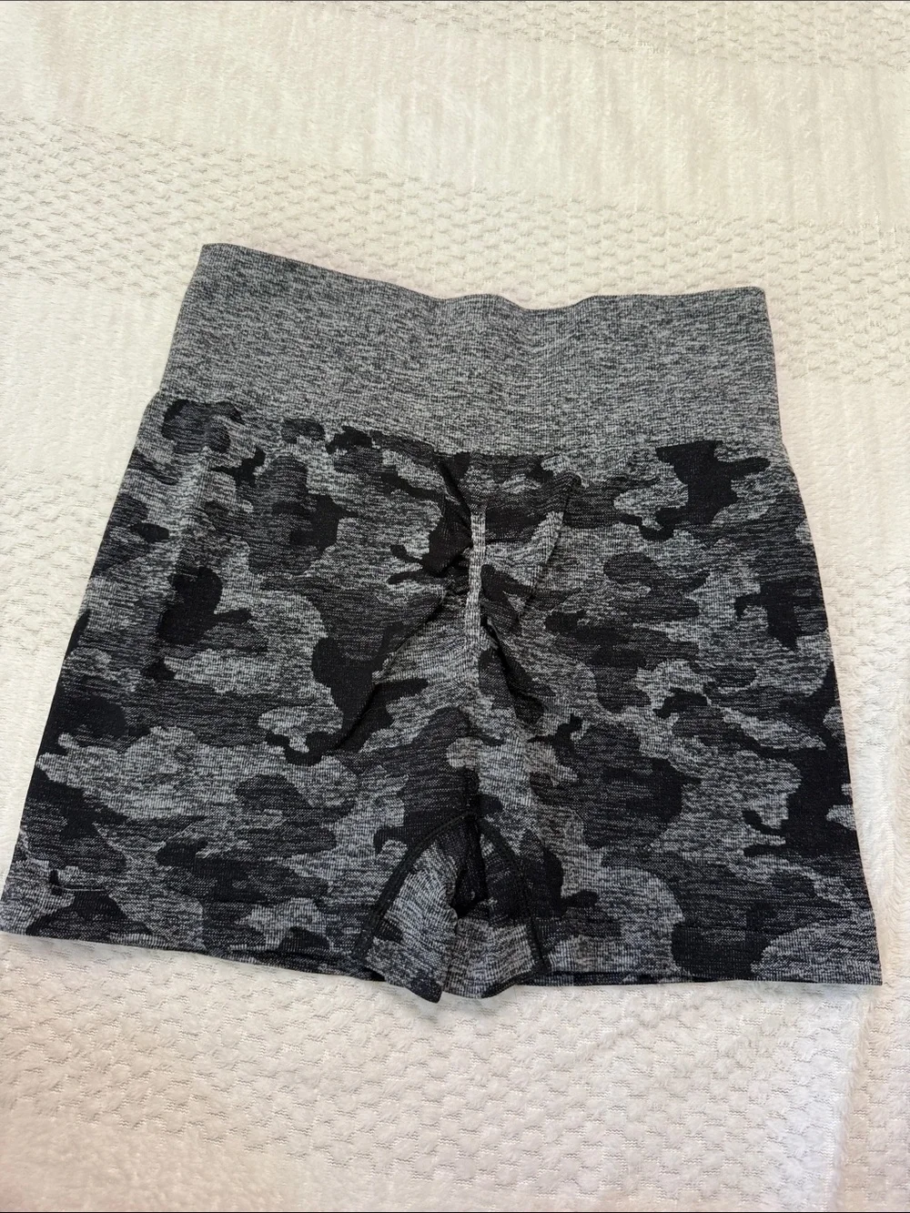 SHEIN Gray Camo High-Waist Bike Shorts